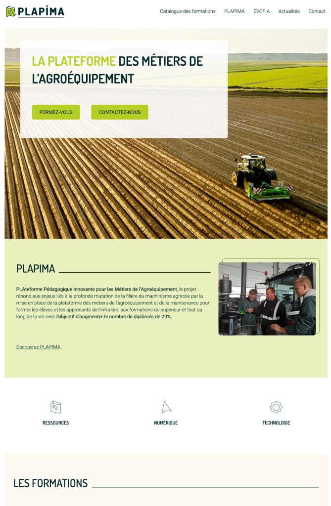 Capture d'écran de l'accueil du site PLAPIMA